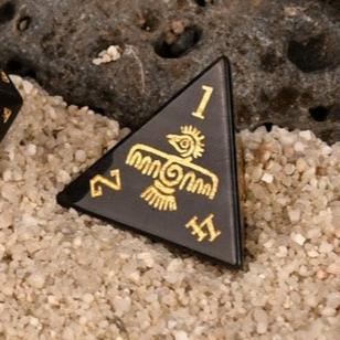 Pre-Order || Aztec Silver Sheen Obsidian Stone Dice Set - Dice Around the World Collection