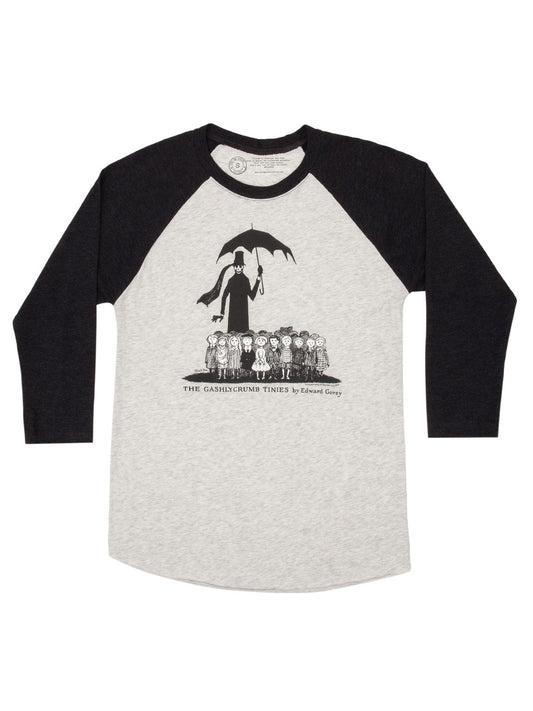 The Gashlycrumb Tinies Unisex 3/4-Sleeve Raglan