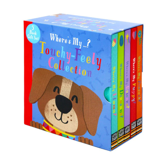 Where's My Touchy-Feely Collection – 5 Book Set: Dinosaurs, Llama, Unicorn, Puppy & Peacock - Hardcover
