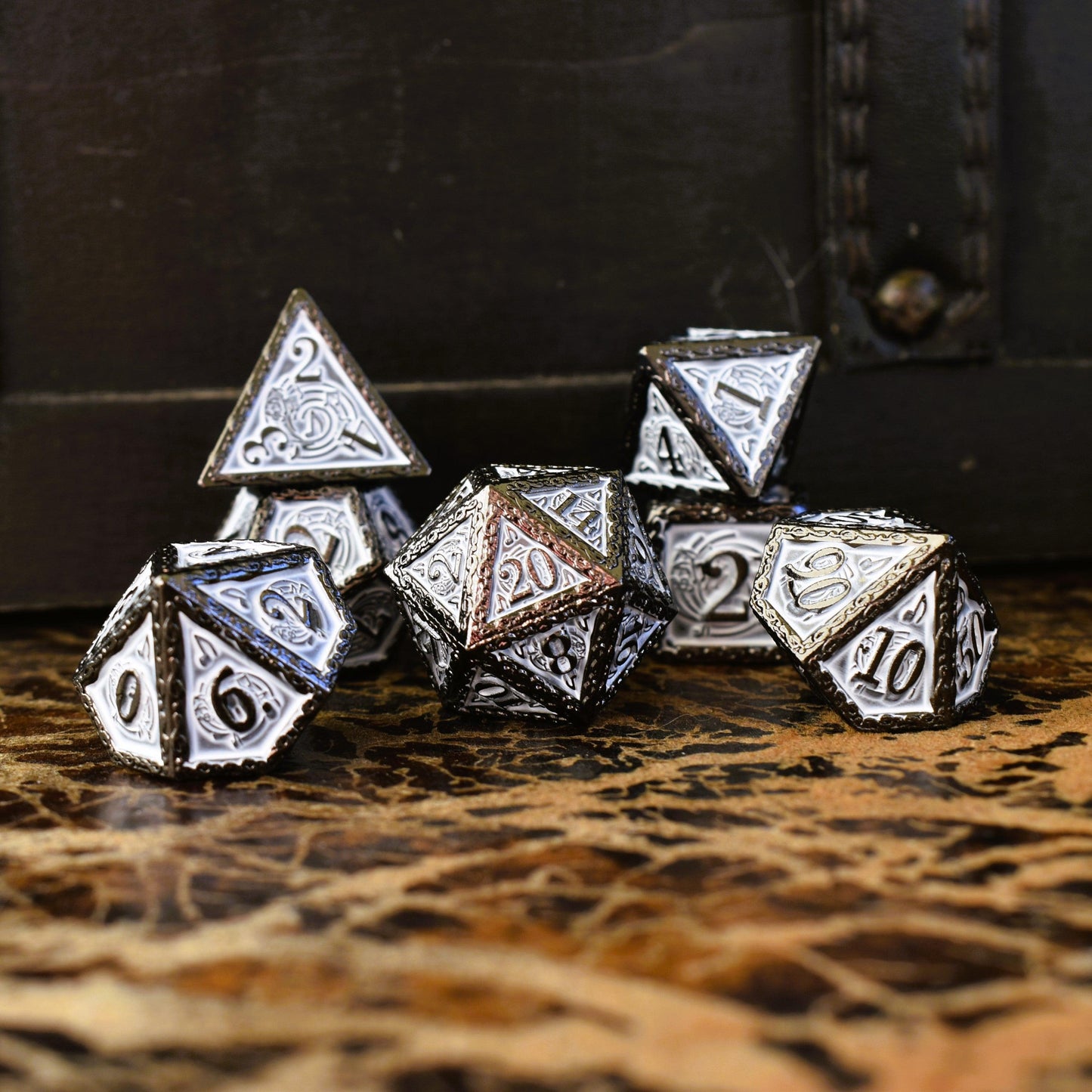 PRE-ORDER || Ballad of the Bard Black and White Metal Dice Set