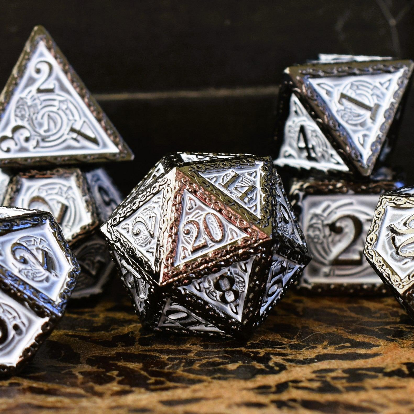 PRE-ORDER || Ballad of the Bard Black and White Metal Dice Set