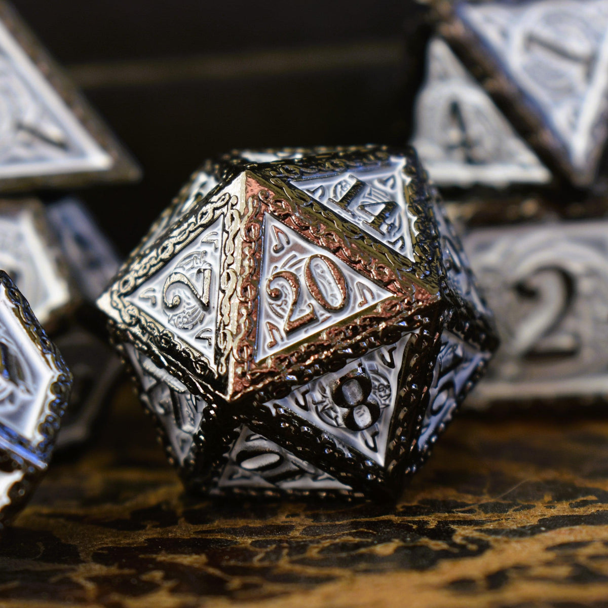 PRE-ORDER || Ballad of the Bard Black and White Metal Dice Set