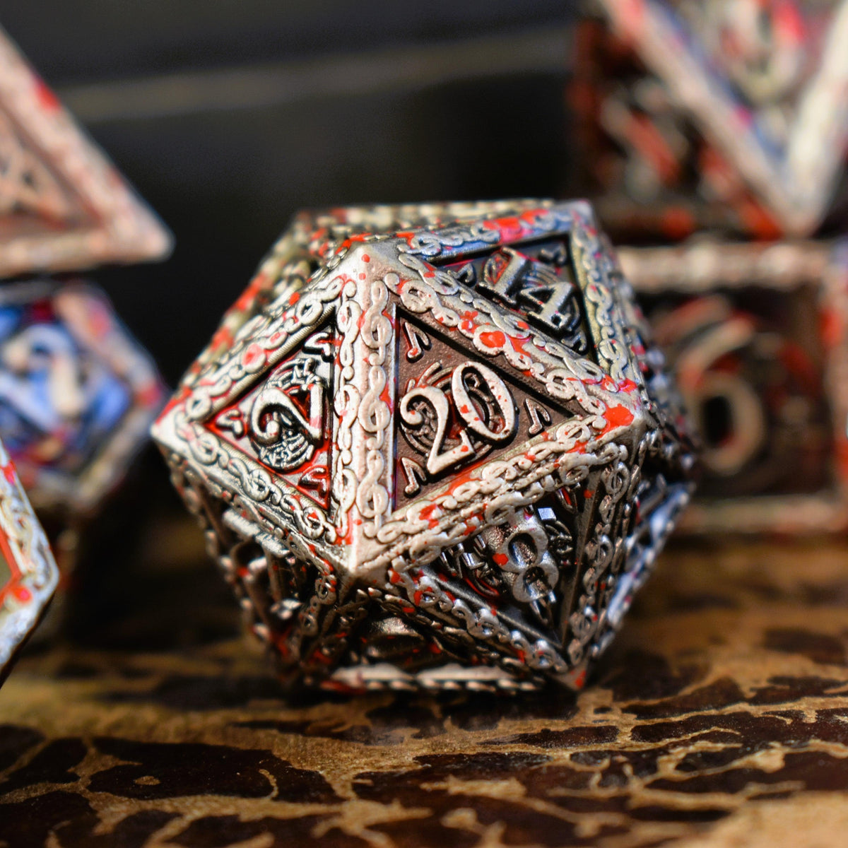 PRE-ORDER || Ballad of the Bard Bloodstained Silver Metal Dice Set