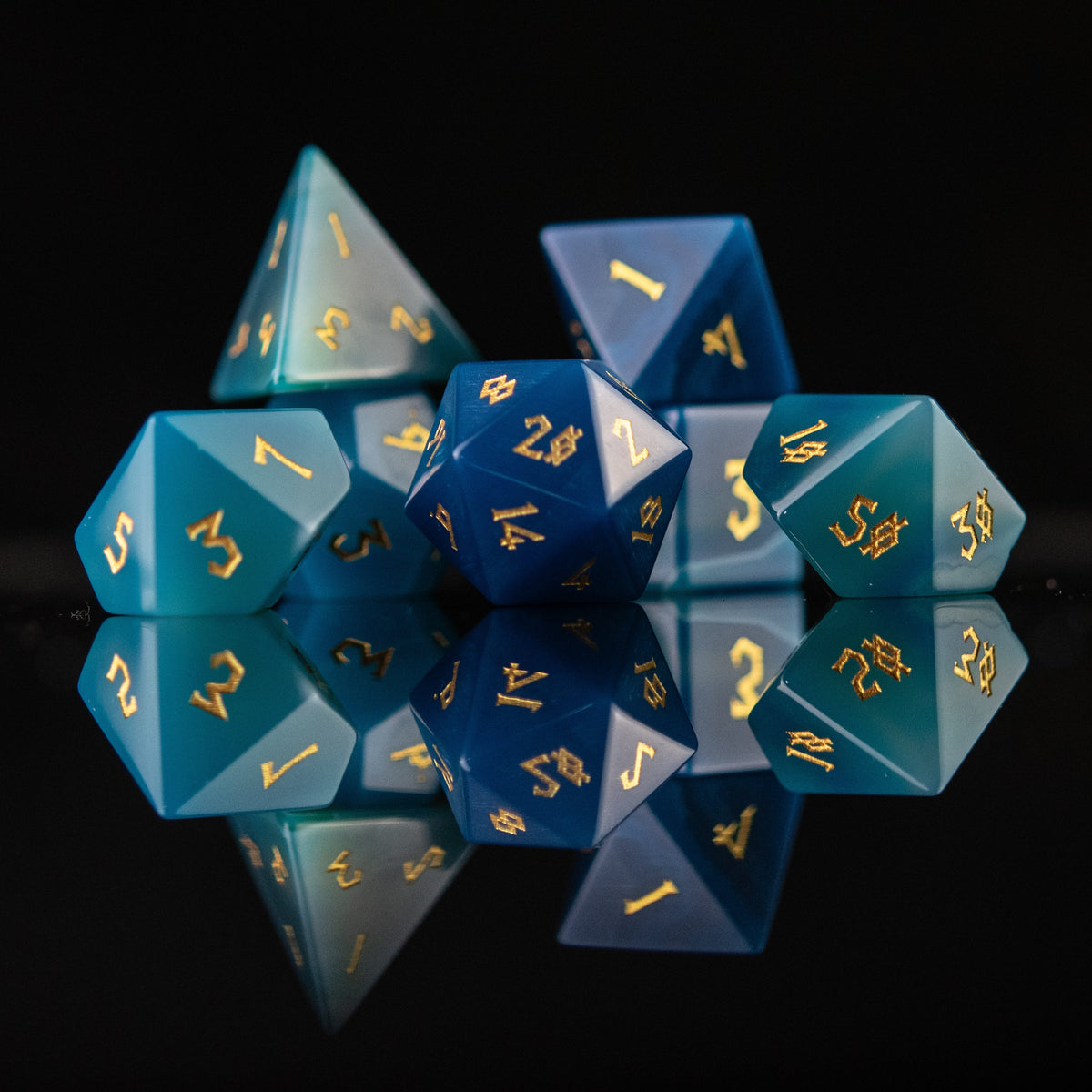 Pre-Order || Blue Agate Stone Dice Set