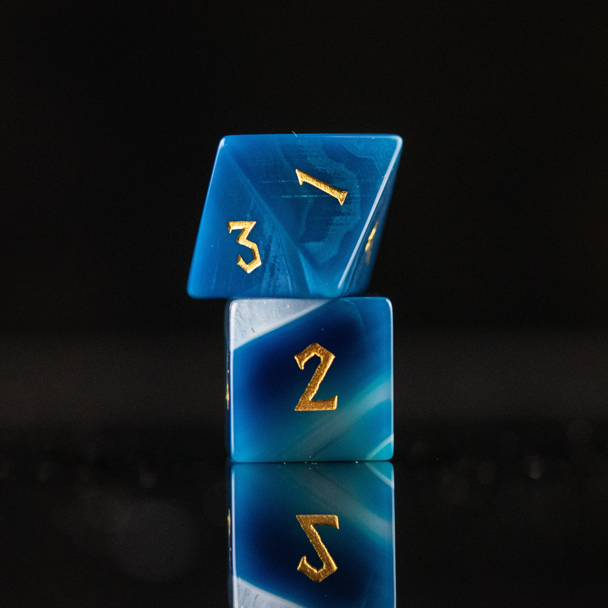 Pre-Order || Blue Agate Stone Dice Set