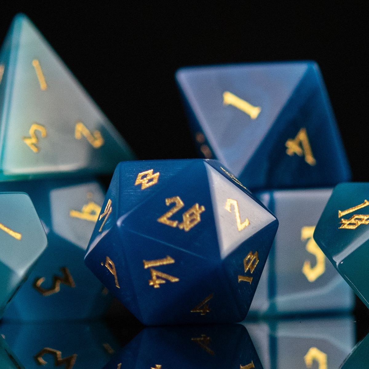 Pre-Order || Blue Agate Stone Dice Set