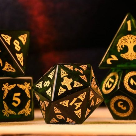 Pre-Order || Celtic Green Glass Dice Set - Dice Around the World Collection