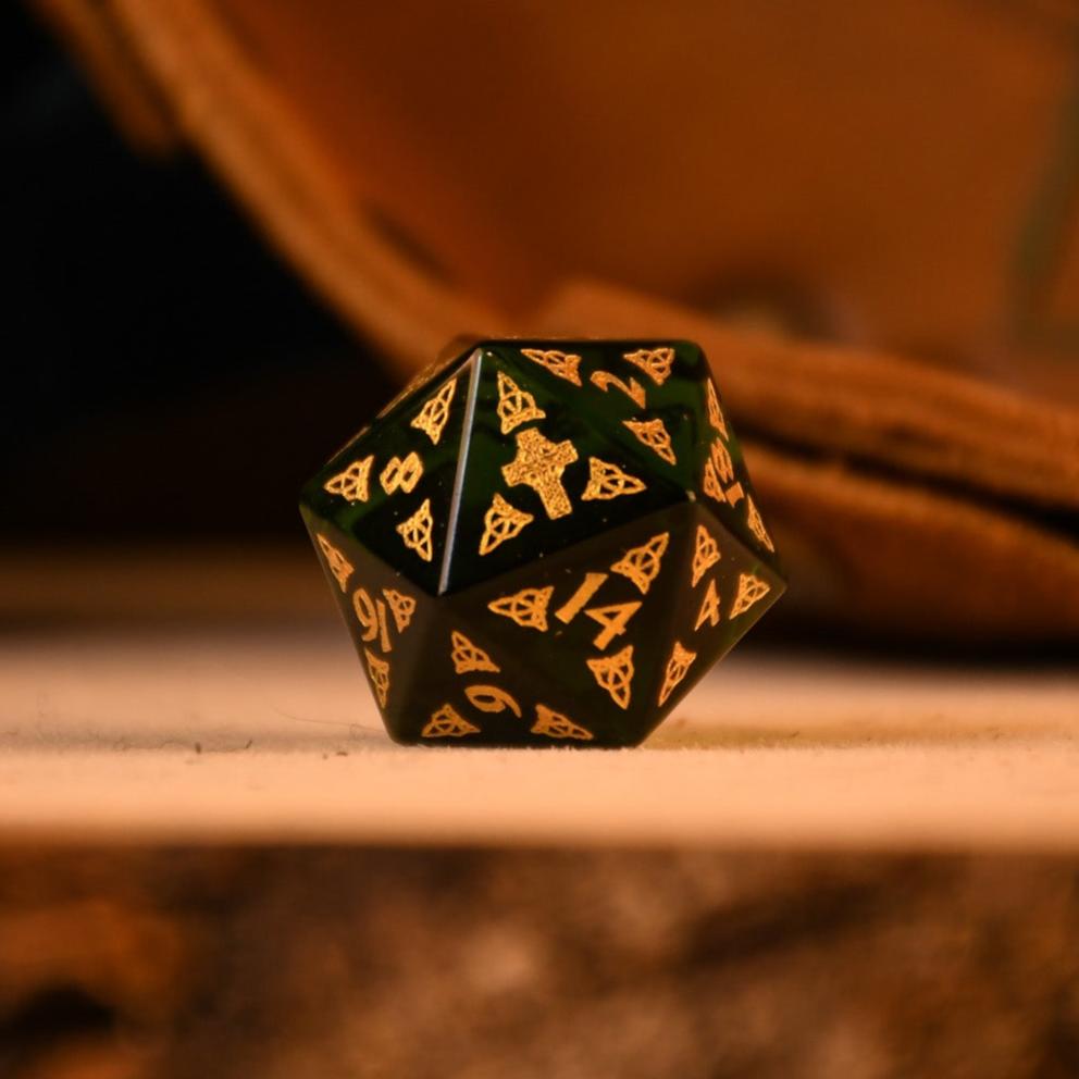 Pre-Order || Celtic Green Glass Dice Set - Dice Around the World Collection