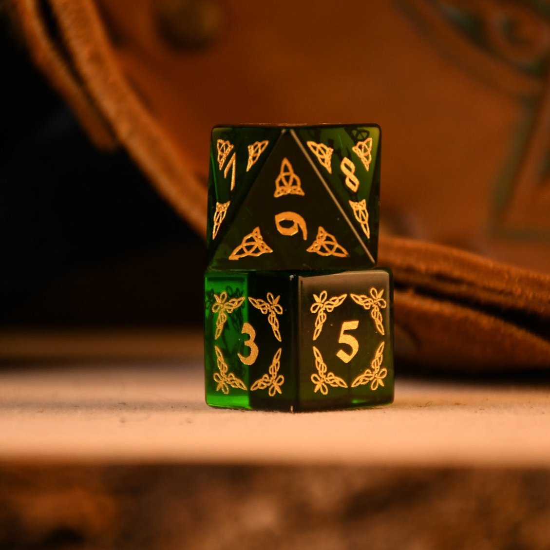 Pre-Order || Celtic Green Glass Dice Set - Dice Around the World Collection