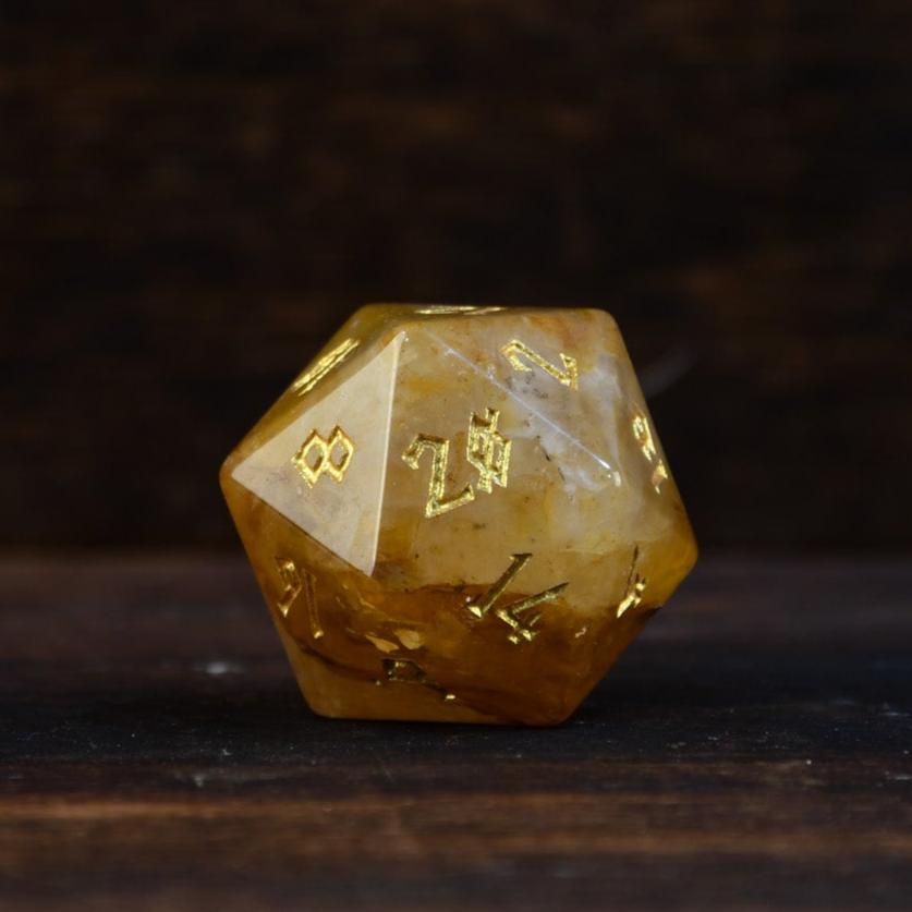 Pre-Order || Citrine (Gold) Stone Dice Set