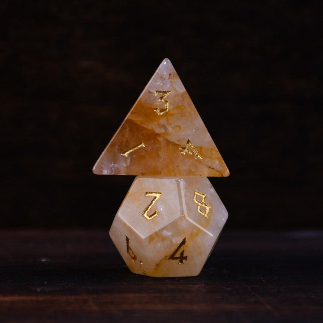 Pre-Order || Citrine (Gold) Stone Dice Set