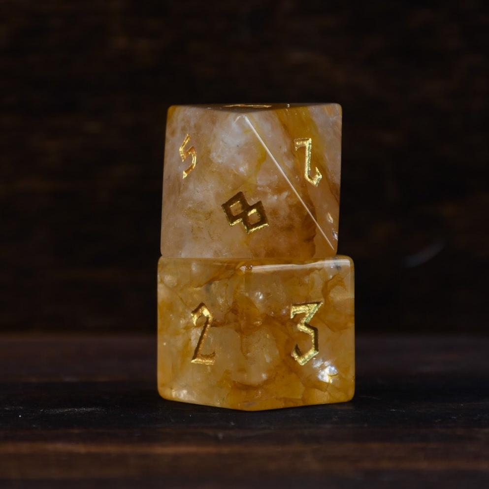 Pre-Order || Citrine (Gold) Stone Dice Set