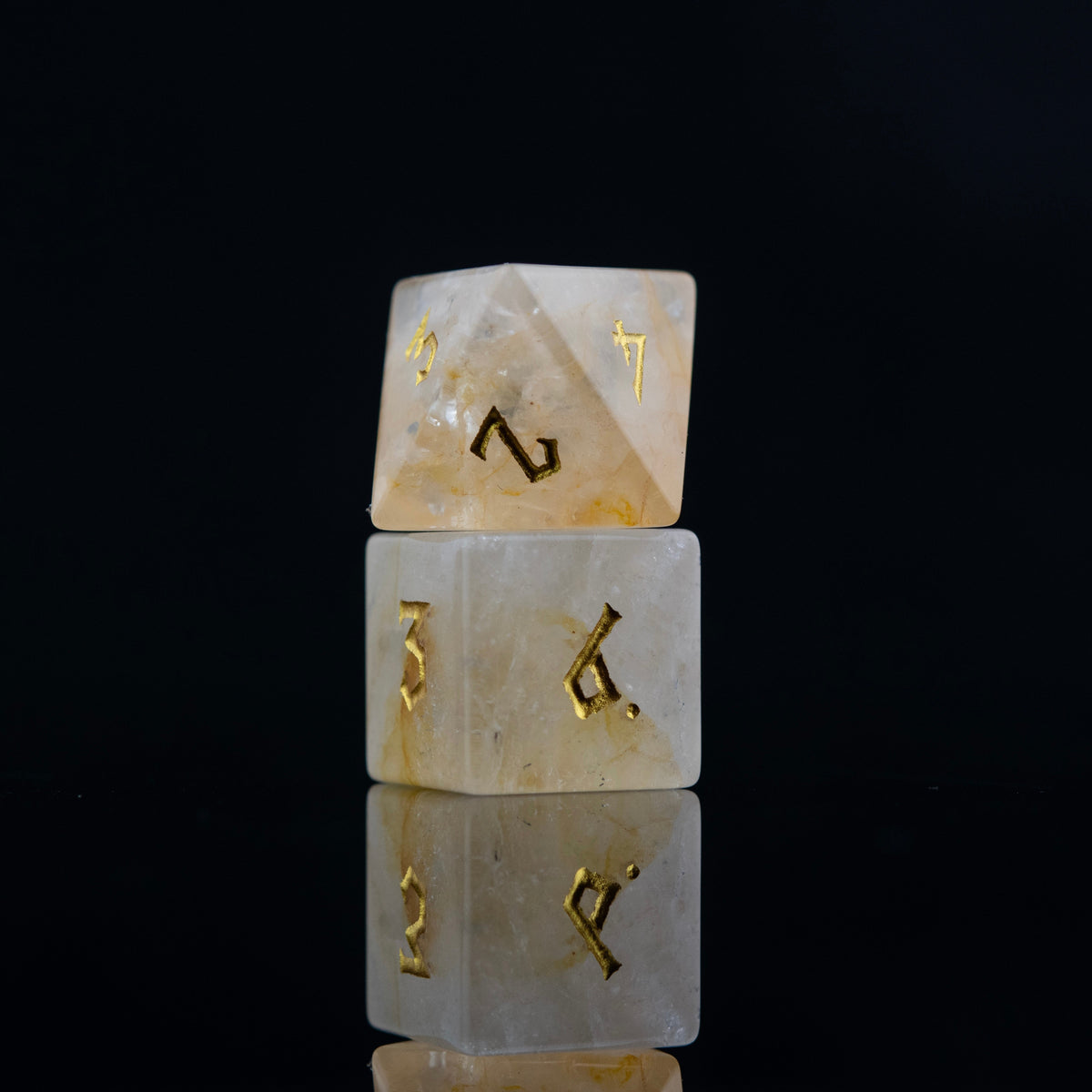 Pre-Order || Citrine (Gold) Stone Dice Set
