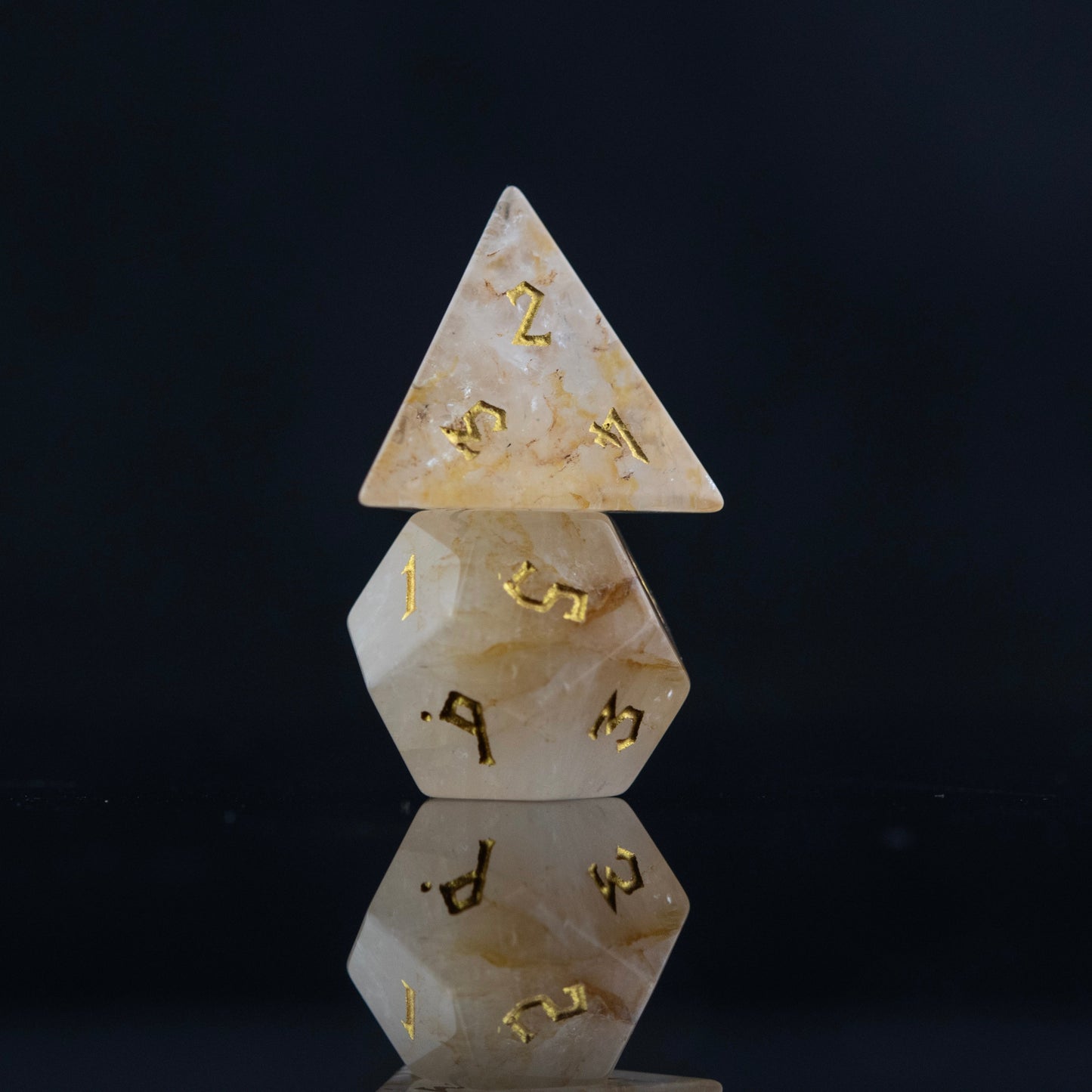 Pre-Order || Citrine (Gold) Stone Dice Set