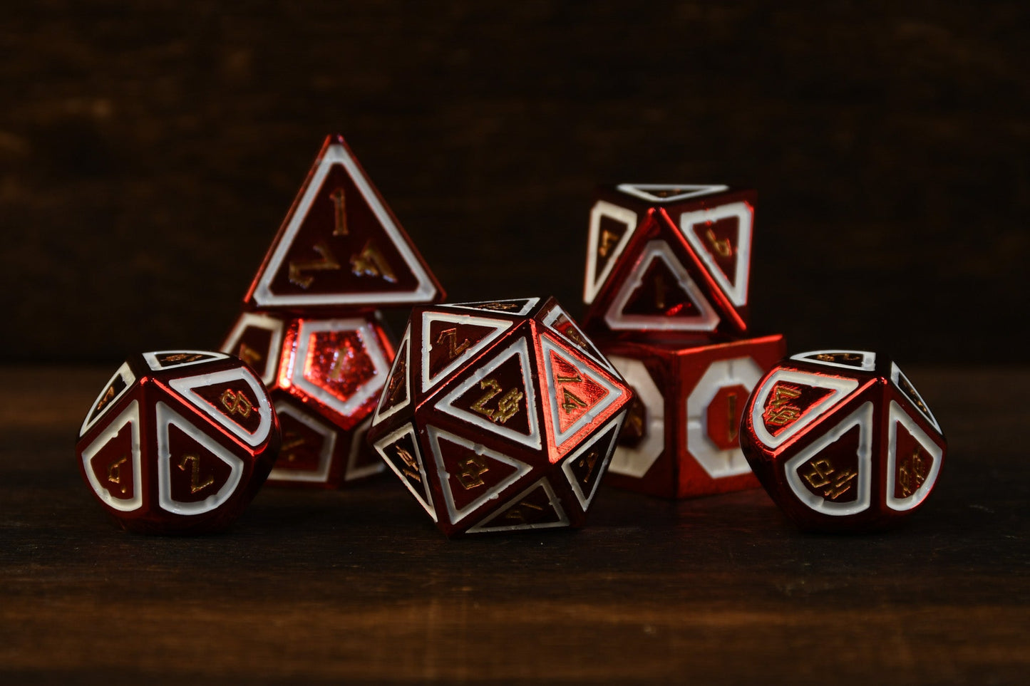 PRE-ORDER || Cleric's Domain Red And White Metal Dice Set