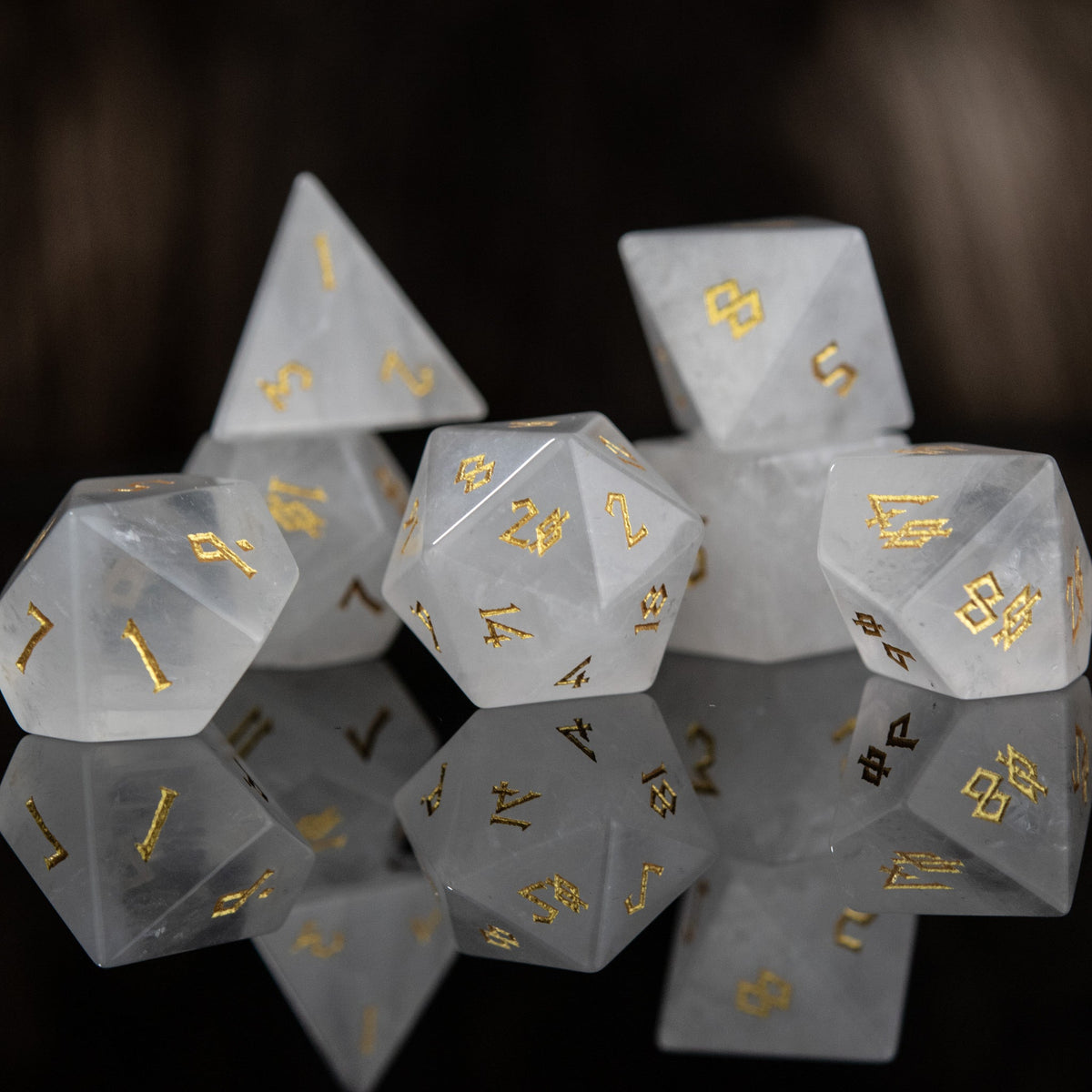 Pre-Order || Crystal Quartz Stone Dice Set