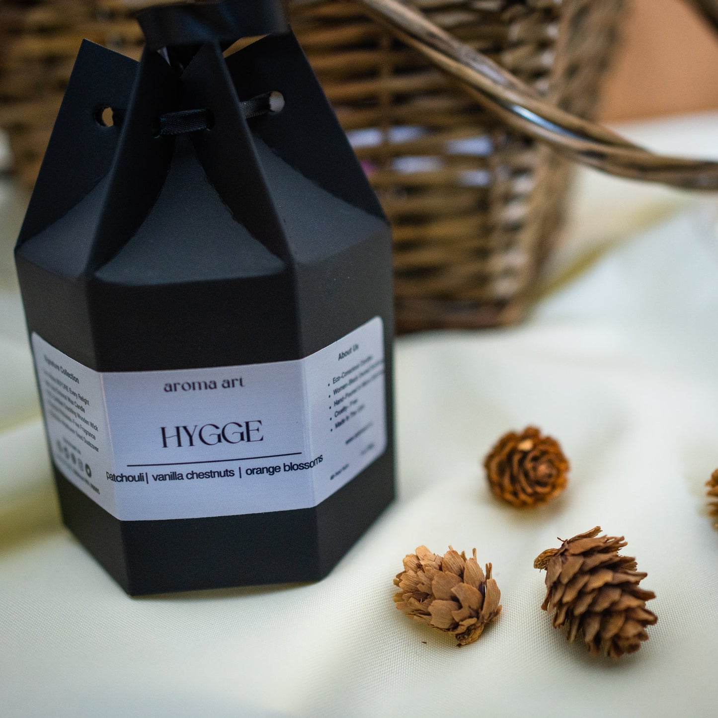 Hygge | Patchouli ~ Vanilla Chestnuts ~ Orange Blossoms| Crackling Wood Wick Gift Candle