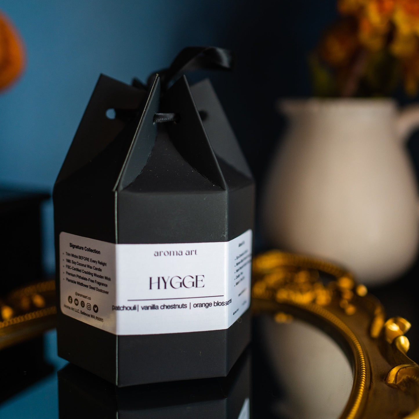 Hygge | Patchouli ~ Vanilla Chestnuts ~ Orange Blossoms| Crackling Wood Wick Gift Candle
