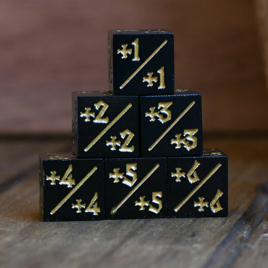 +1/+1 Counter Dice- Black, 6ct.