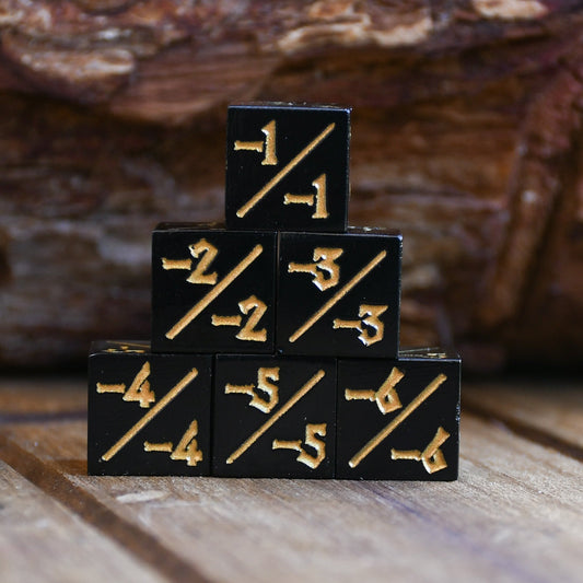 -1/-1 Counter Dice- Black, 6ct.