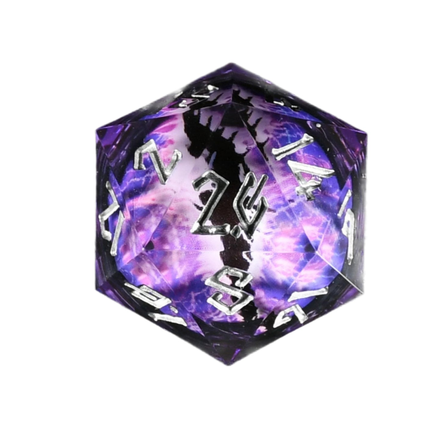 Enchanted Dragon Eye (Black/Silver) Liquid Core 50mm D20