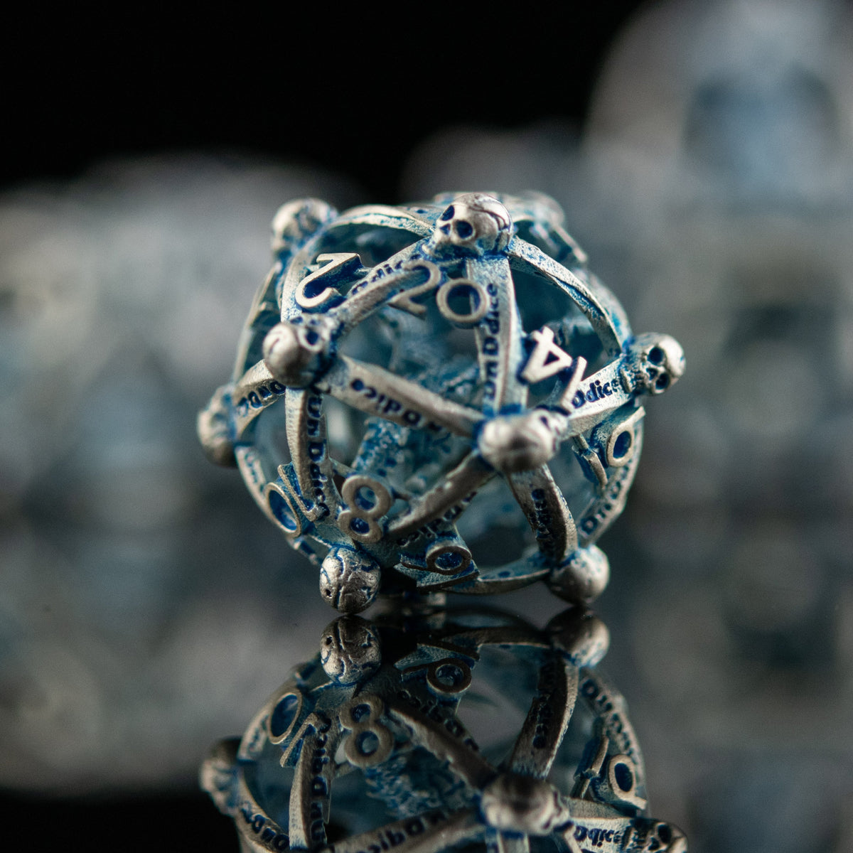 Pre-Order|| Draco Immortui Hollow Metal Dice Set - Aqua and Silver