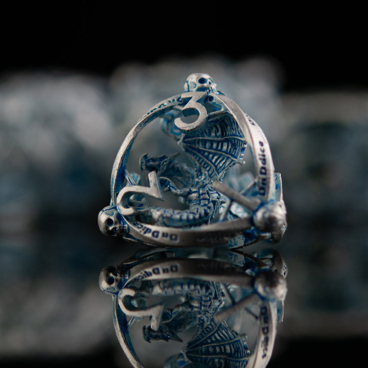 Pre-Order|| Draco Immortui Hollow Metal Dice Set - Aqua and Silver