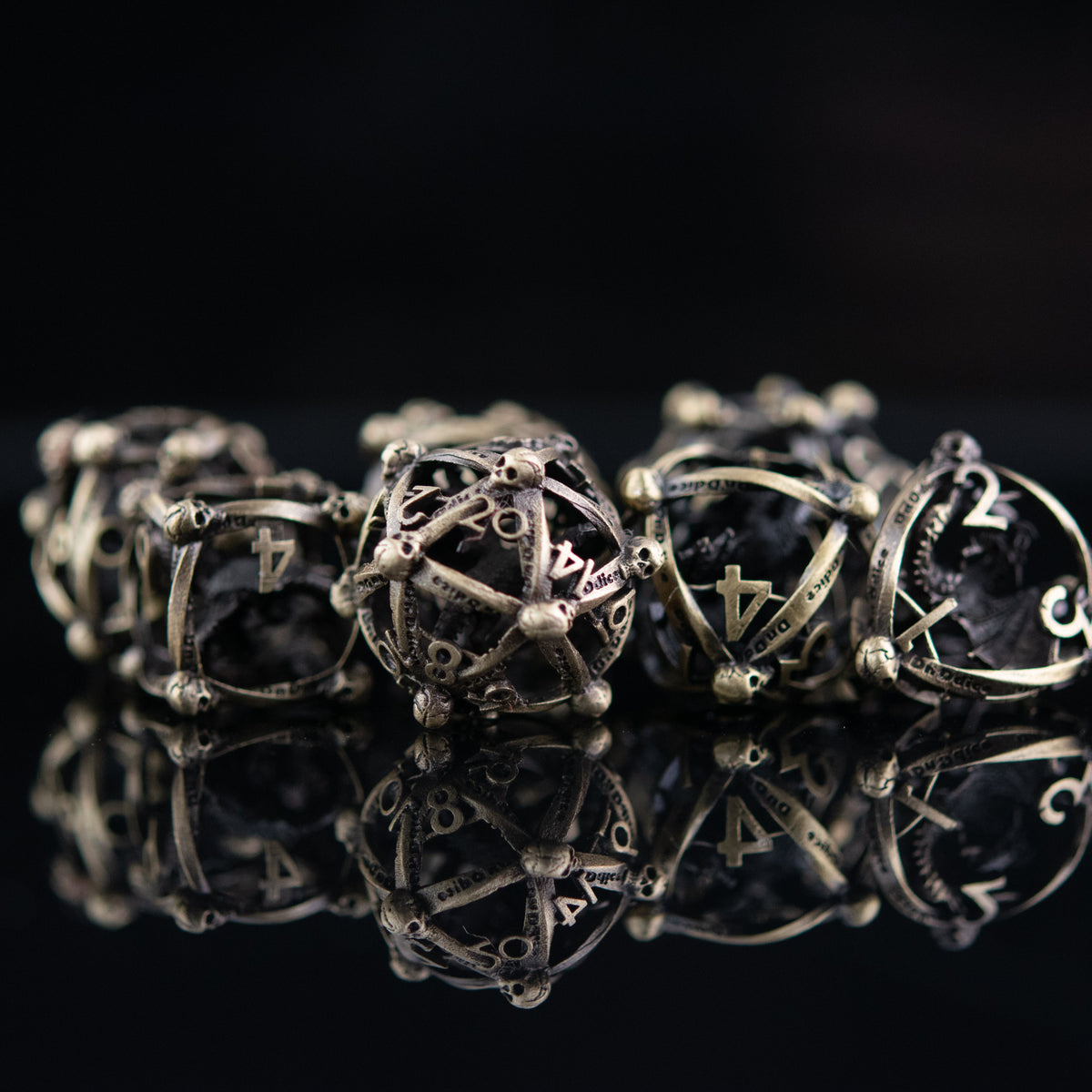 Pre-Order|| Draco Immortui Hollow Metal Dice Set - Champagne Gold