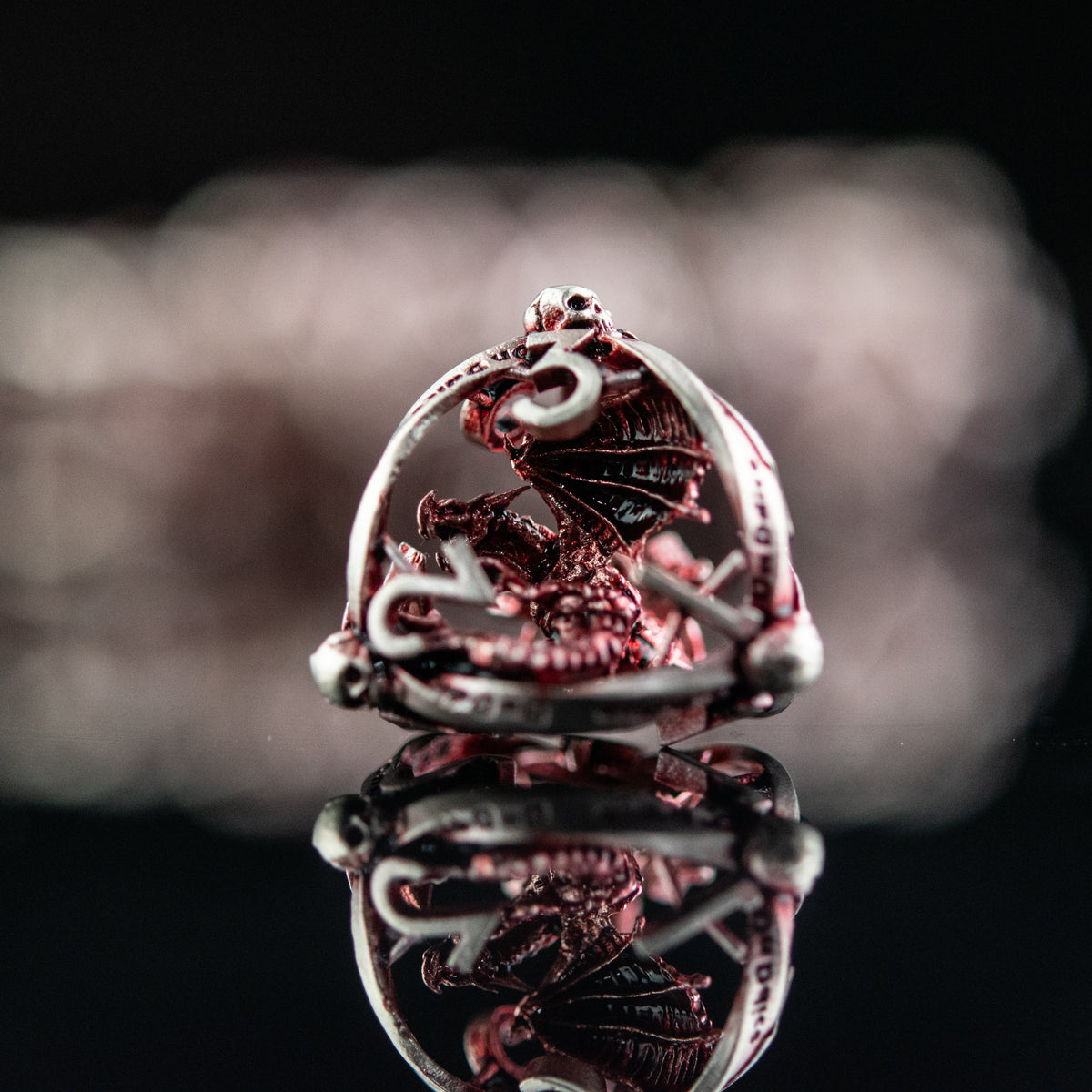 Pre-Order|| Draco Immortui Hollow Metal Dice Set - Red and Silver