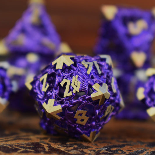 Pre-Order|| Dragon's Lair Hollow Metal Dice Set - Purple