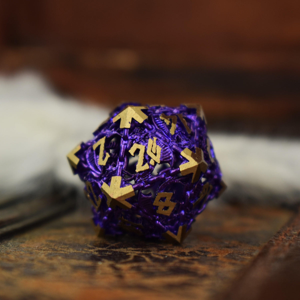 Pre-Order|| Dragon's Lair Hollow Metal Dice Set - Purple