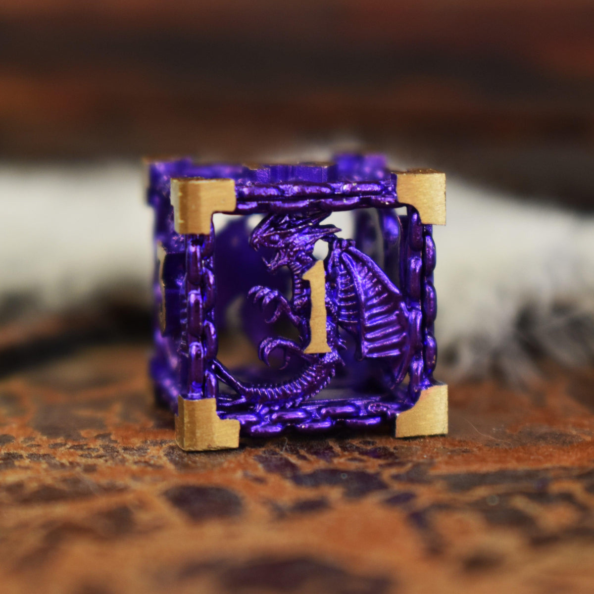 Pre-Order|| Dragon's Lair Hollow Metal Dice Set - Purple