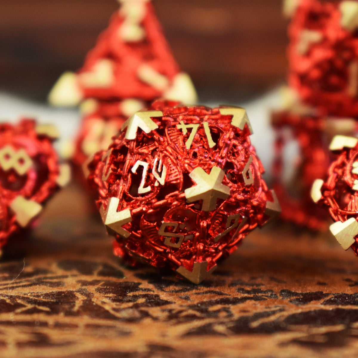 Pre-Order|| Dragon's Lair Hollow Metal Dice Set - Red
