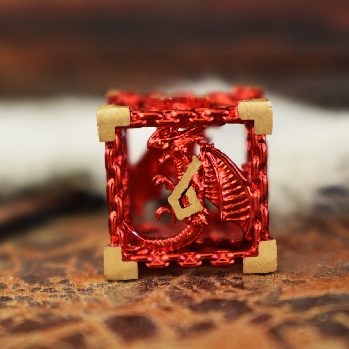 Pre-Order|| Dragon's Lair Hollow Metal Dice Set - Red