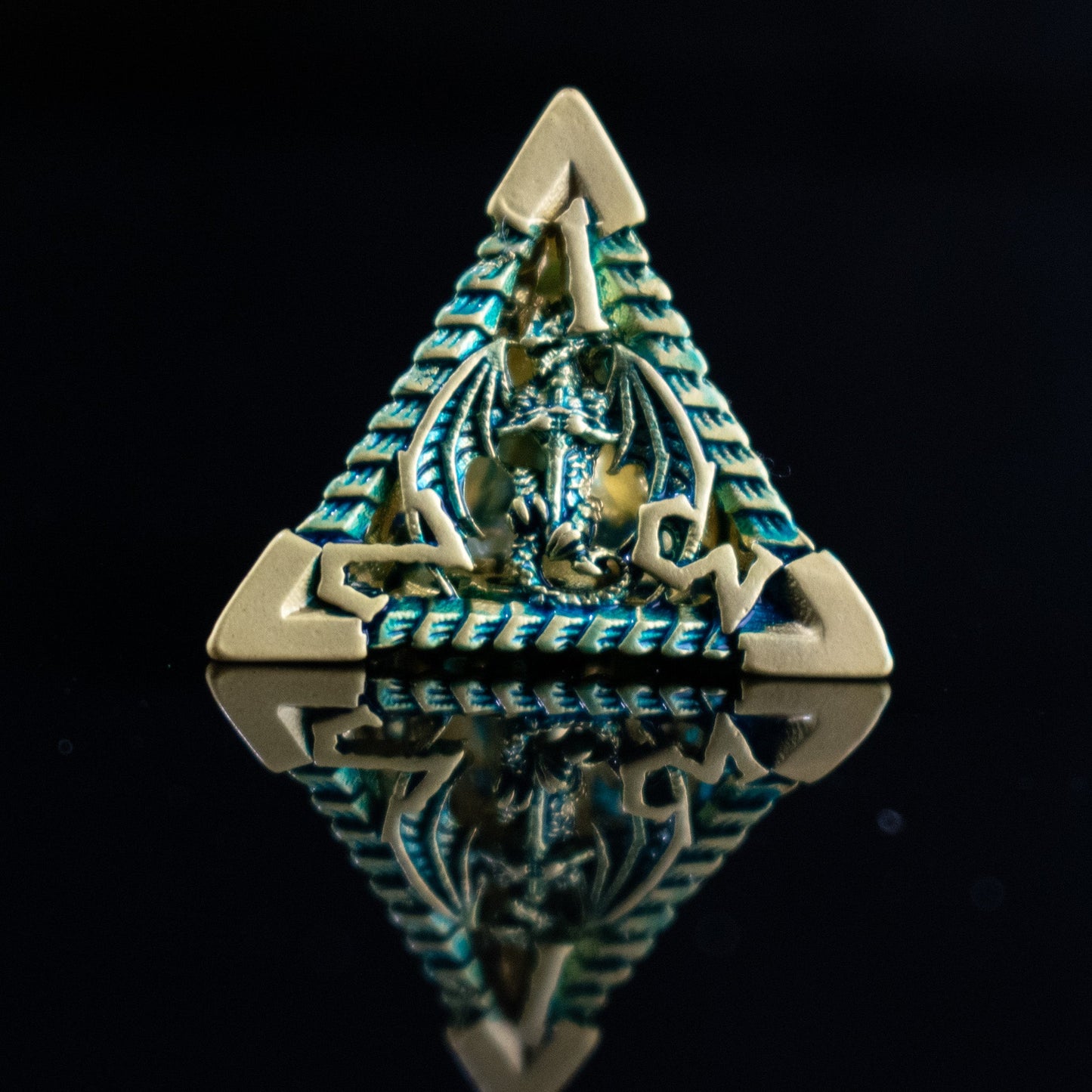 Pre-Order|| Dragonguard Hollow Metal Dice Set - Azure and Gold