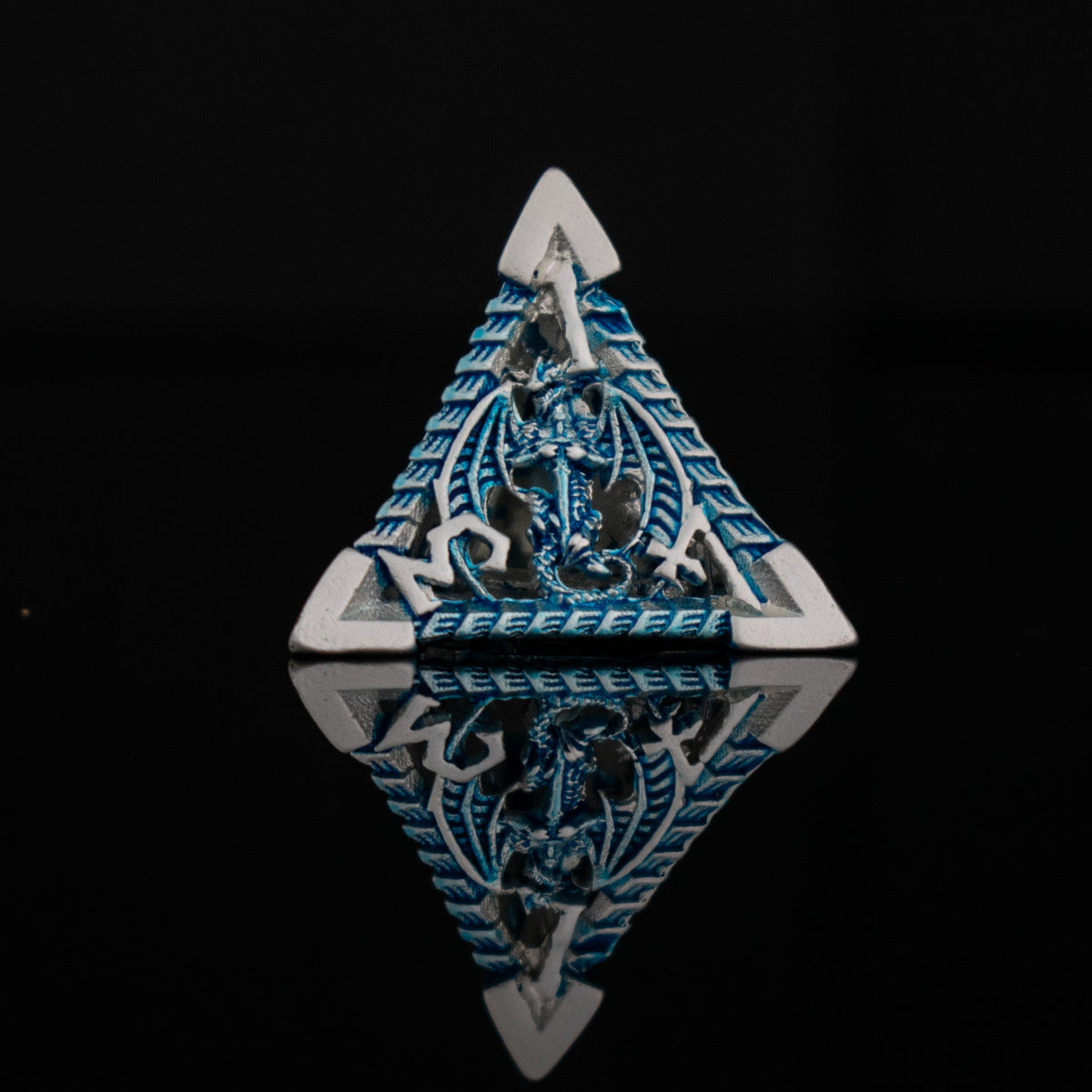 Pre-Order|| Dragonguard Hollow Metal Dice Set - Azure and Silver