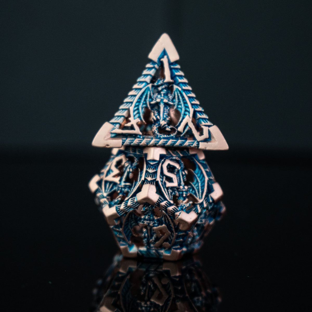 Pre-Order|| Dragonguard Hollow Metal Dice Set - Cobalt and Bronze