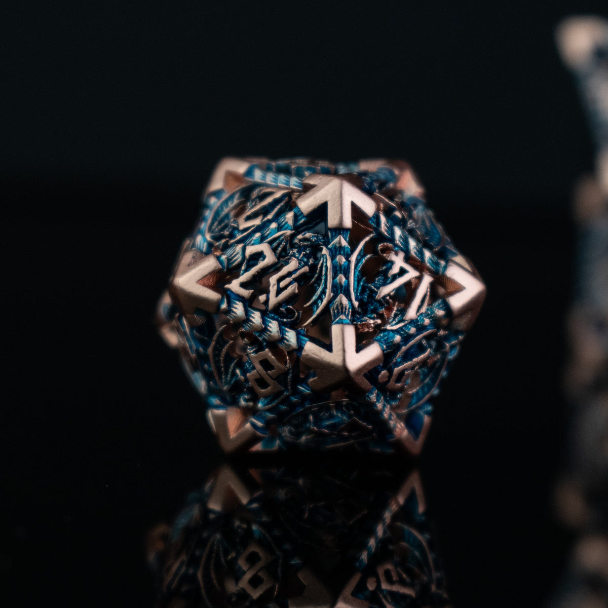 Pre-Order|| Dragonguard Hollow Metal Dice Set - Cobalt and Bronze