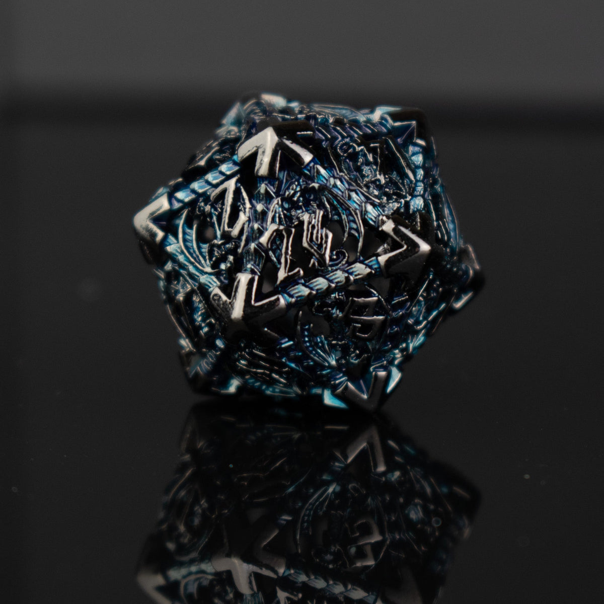 Pre-Order|| Dragonguard Hollow Metal Dice Set - Cobalt and Shadow