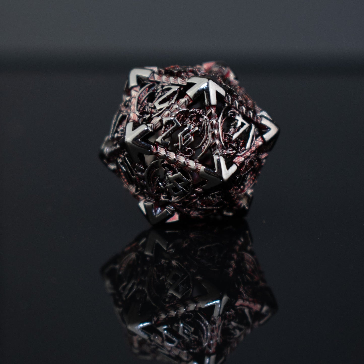 Pre-Order|| Dragonguard Hollow Metal Dice Set - Crimson and Shadow