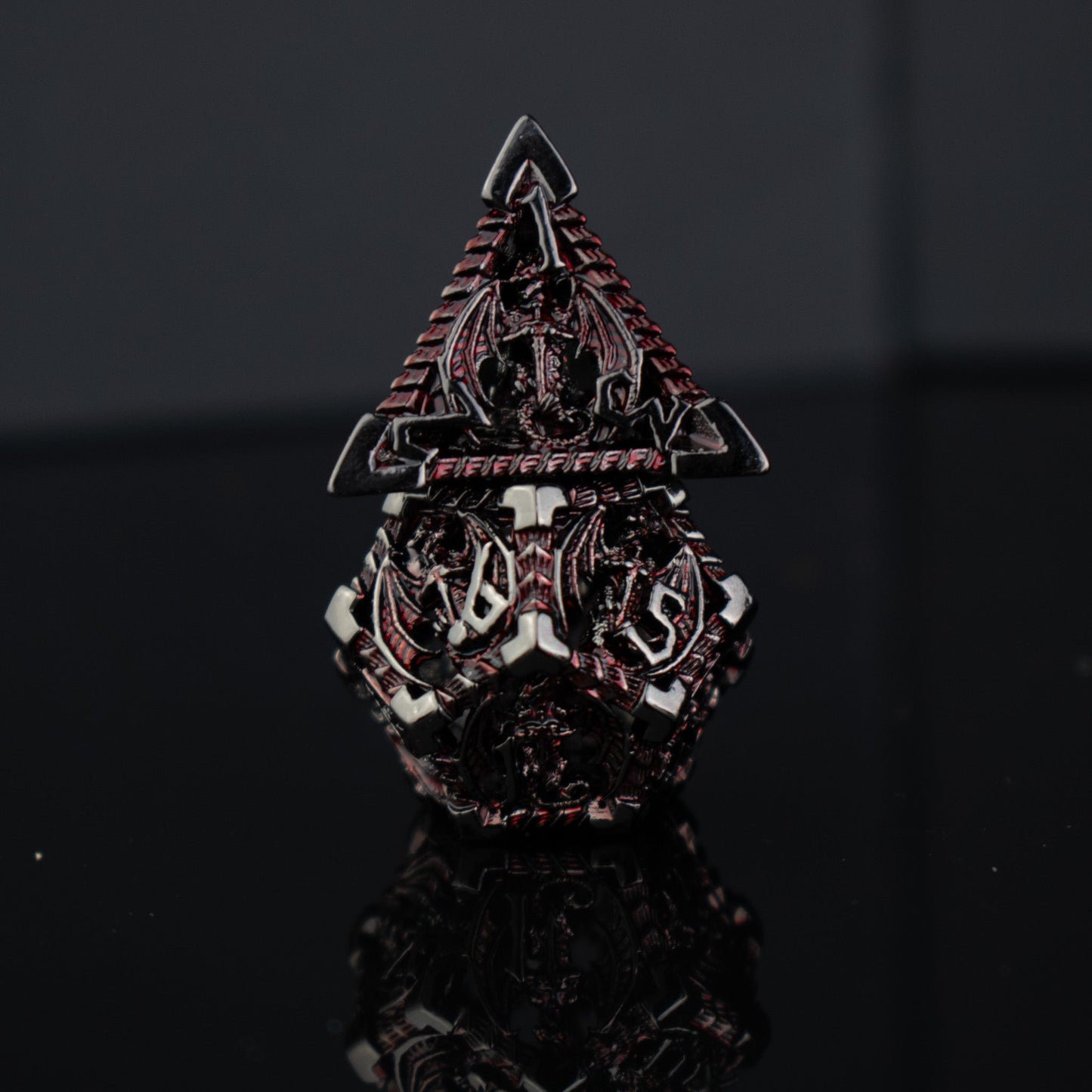 Pre-Order|| Dragonguard Hollow Metal Dice Set - Crimson and Shadow