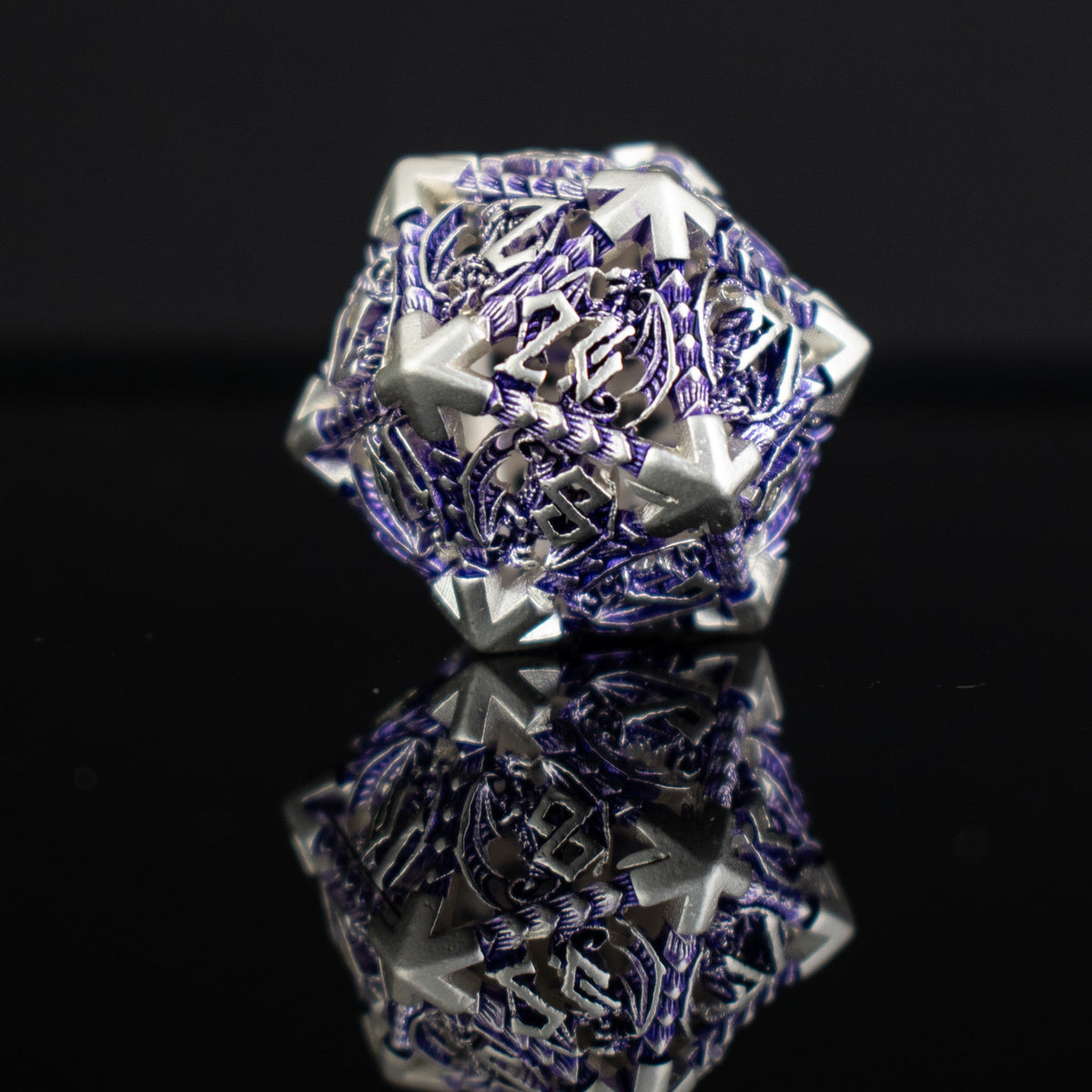 Pre-Order|| Dragonguard Hollow Metal Dice Set - Purple and Silver