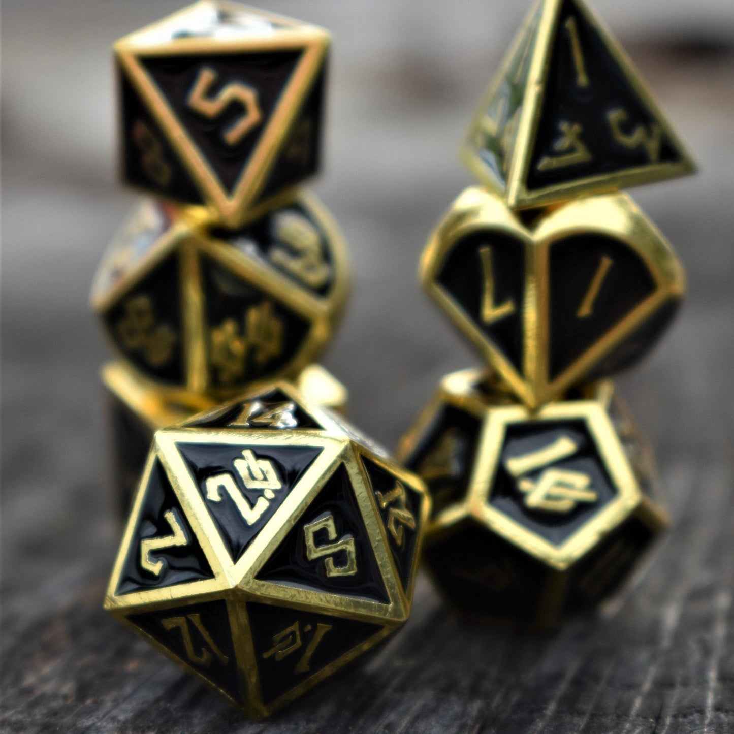 PRE-ORDER || Elder Runes Gold And Shadow Metal Dice Set