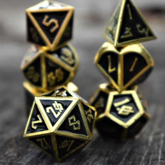 PRE-ORDER || Elder Runes Gold And Shadow Metal Dice Set