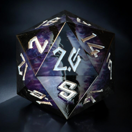 PRE-ORDER || Enchanted Dragon (Black/Silver) Liquid Core 30mm D20