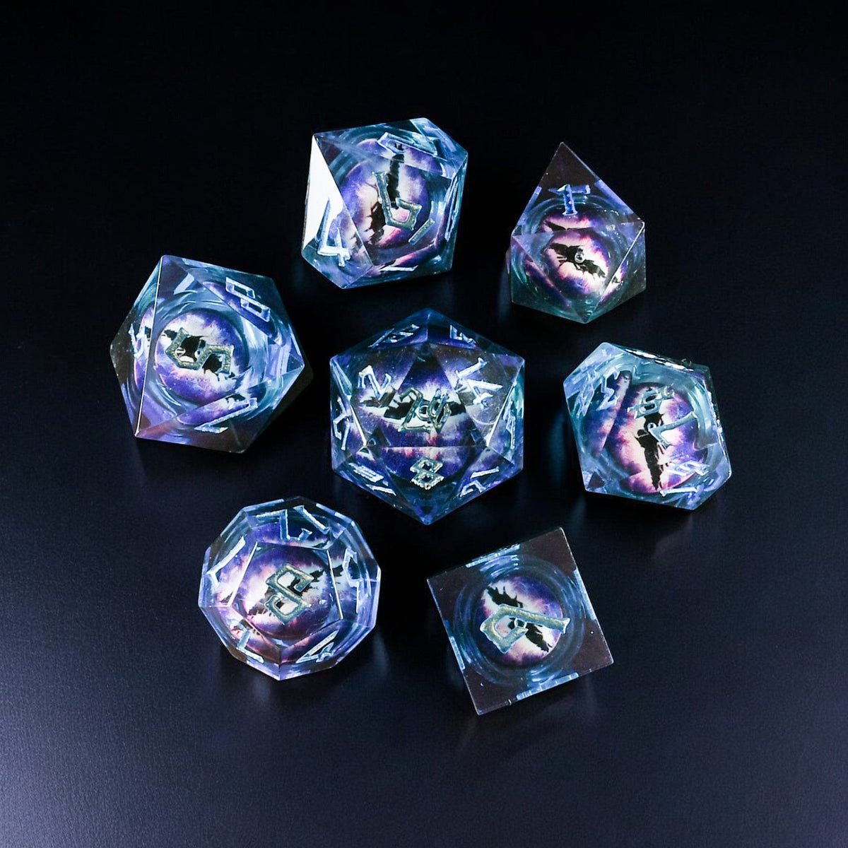 Pre-Order || Enchanted Dragon (Blue) Liquid Core Dice Set