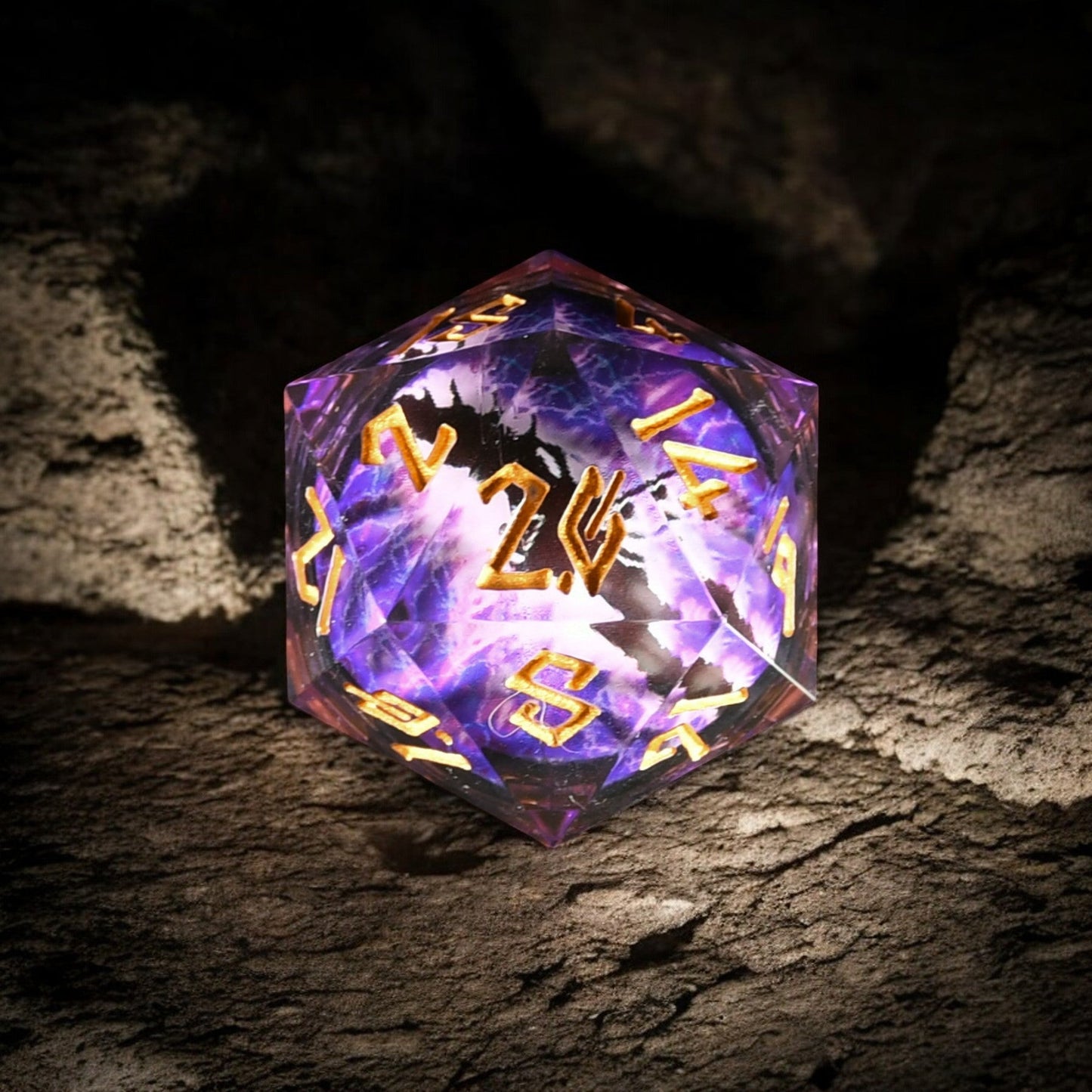 Pre-Order|| Enchanted Dragon Eye (Purple/Gold) Liquid Core 50mm D20