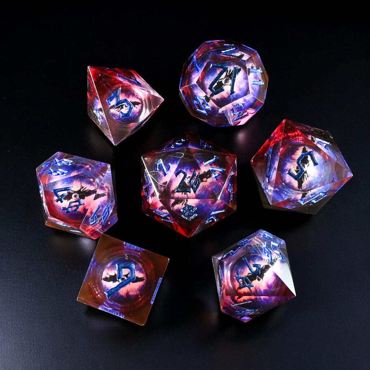 Pre-Order || Enchanted Dragon (Red) Liquid Core Dice Set