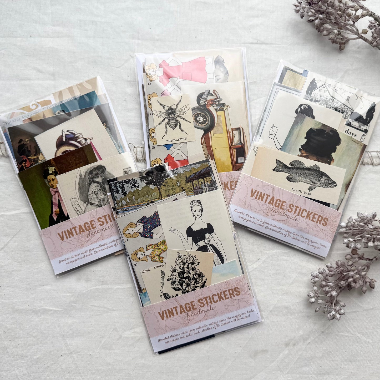 Authentic Vintage Stickers- Handmade