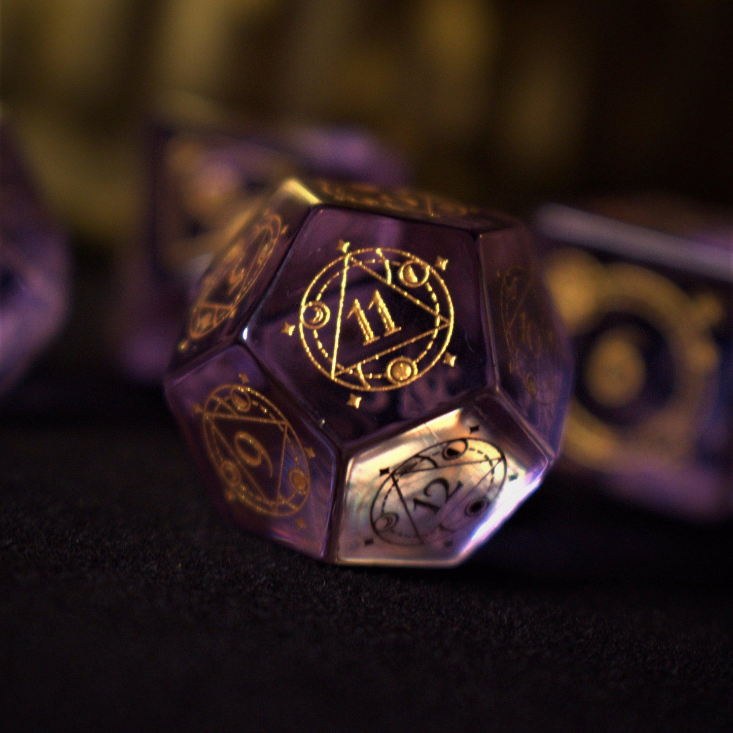 Pre-Order || Fabled Mark Purple Glass Dice Set